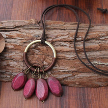 Load image into Gallery viewer, National Style Fashion Necklace Wooden Long Sweater Chain Furry Cord Necklace