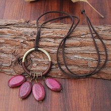 Load image into Gallery viewer, National Style Fashion Necklace Wooden Long Sweater Chain Furry Cord Necklace