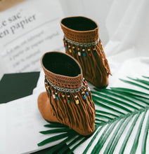 Load image into Gallery viewer, Tassel Beaded Roman Folk Style Hidden Heel Plus Size Short Boots