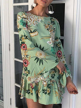 Load image into Gallery viewer, Floral Flared Sleeves Mini Dress