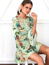 Load image into Gallery viewer, Floral Flared Sleeves Mini Dress