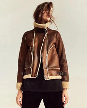 Load image into Gallery viewer, Fleece Stitching Women Suede Coat Jacket