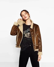 Load image into Gallery viewer, Fleece Stitching Women Suede Coat Jacket