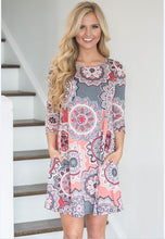 Load image into Gallery viewer, Fashion print collar Casual Boho Vacation  Dresses