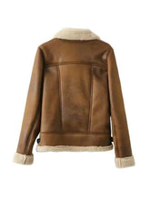Load image into Gallery viewer, Fleece Stitching Women Suede Coat Jacket
