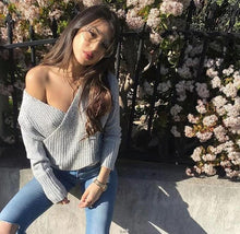 Load image into Gallery viewer, Autumn Sexy Cross V-Neck Sweater