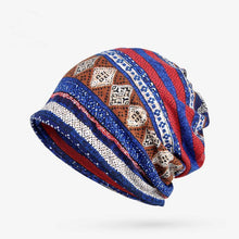 Load image into Gallery viewer, Baggy Slouchy Four Seasons Cotton Geometric Pattern Adult Hat Infinity Scarf