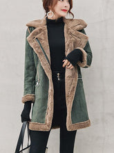 Load image into Gallery viewer, Fold Over Collar Zipper Plain Coat