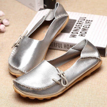Load image into Gallery viewer, Big Size Shine Lace Up Flat Soft Pure Color Leather Shoes