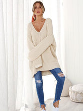 Load image into Gallery viewer, Solid Color V-neck Loose Sweater Tops