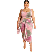 Load image into Gallery viewer, Plus Size Sexy Women 2 Piece Sets Bodycon Skirt Set Casual Clubwear Party Crop Top Wrap Skirts For Women Female Clothing