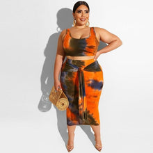 Load image into Gallery viewer, Plus Size Sexy Women 2 Piece Sets Bodycon Skirt Set Casual Clubwear Party Crop Top Wrap Skirts For Women Female Clothing