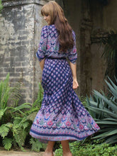 Load image into Gallery viewer, Pretty Bohemia Floral V Neck Half Sleeve Front Split Maxi Dress