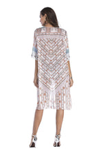 Load image into Gallery viewer, 4 pattern Beach bikini outer cover chiffon print middle sleeve shirt boho style