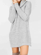Load image into Gallery viewer, Fashion Long Sleeve Casual High Neck Striped Knit Sweater Dress
