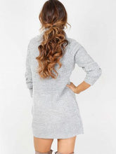 Load image into Gallery viewer, Fashion Long Sleeve Casual High Neck Striped Knit Sweater Dress