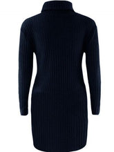 Load image into Gallery viewer, Fashion Long Sleeve Casual High Neck Striped Knit Sweater Dress