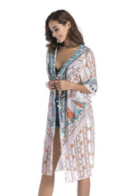 Load image into Gallery viewer, 4 pattern Beach bikini outer cover chiffon print middle sleeve shirt boho style