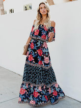 Load image into Gallery viewer, Floral Off Shoulder Beach Maxi Dress