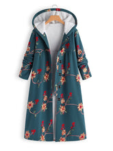 Load image into Gallery viewer, Floral Printed Long Hoodie Coat Outwear