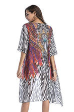 Load image into Gallery viewer, 4 pattern Beach bikini outer cover chiffon print middle sleeve shirt boho style
