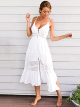 Load image into Gallery viewer, Spaghetti Strap Lace Splice Beach Maxi Dress