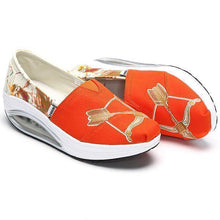 Load image into Gallery viewer, Pattern Color Blocking Canvas Platform Rocker Sole Shake Shoes
