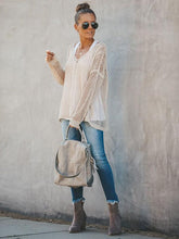 Load image into Gallery viewer, Hollow Solid Color V-neck Knitting Sweater Tops