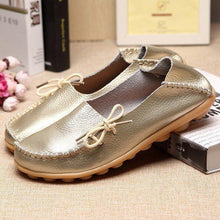 Load image into Gallery viewer, Big Size Shine Lace Up Flat Soft Pure Color Leather Shoes