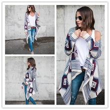 Load image into Gallery viewer, Autumn And Winter Geometric Pattern Long Sleeve Cardigan Coat