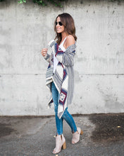 Load image into Gallery viewer, Autumn And Winter Geometric Pattern Long Sleeve Cardigan Coat