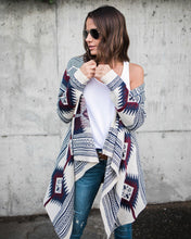 Load image into Gallery viewer, Autumn And Winter Geometric Pattern Long Sleeve Cardigan Coat