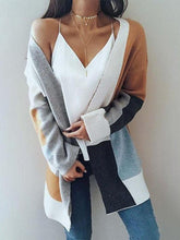 Load image into Gallery viewer, Color Matching Knitting Long Sleeves Cardigans Tops