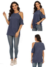 Load image into Gallery viewer, Hot Selling Solid Color Short Sleeve Spring and Summer New T-shirt Off Shoulder Top Women's 6 Colors Choice