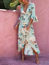 Load image into Gallery viewer, Bohemia Asymmetric V-neck Split-front Maxi Dress