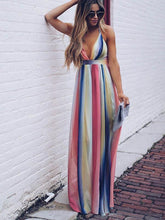 Load image into Gallery viewer, Deep V-neck Backless Gradient Maxi Dress