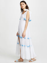 Load image into Gallery viewer, 2018 Summer Boho Pompoms Split Beach Maxi Dress