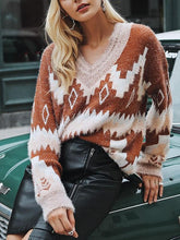 Load image into Gallery viewer, Fashion V Neck Knitting Loose Sweater Tops