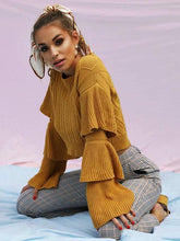 Load image into Gallery viewer, Flared Sleeve Knit Loose Tops Sweater