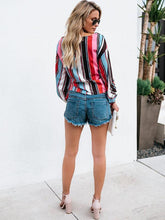 Load image into Gallery viewer, Stripe Long Sleeve Long Sleeve Bowknot T Shirt