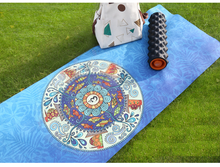 Load image into Gallery viewer, Foldable Machine Washable Lightweight Portable Yoga Mat Sweat-absorbent Non-slip Suede Natural Rubber Printed Yoga Mat Towel