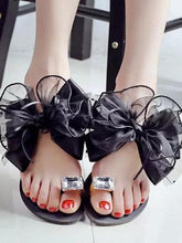 Load image into Gallery viewer, Big Size Butterflyknot Lace Bead Crystal Clip Toe Flat Flip Flops Sandals