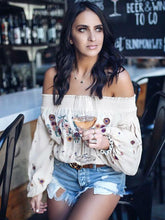 Load image into Gallery viewer, Embroidered Puff-sleeves Blouses&Shirts Top