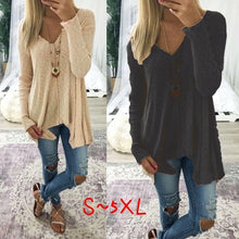 Load image into Gallery viewer, Pure Colour Pullover Sexy V-collar Irregular Jacket