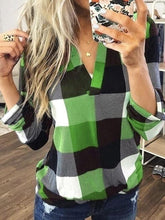 Load image into Gallery viewer, Women Plaid Blouse Plus Size Shirt Long Sleeve Tunic Tops