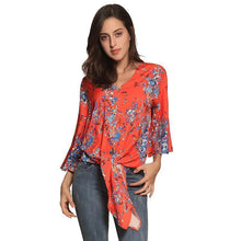 Load image into Gallery viewer, Digital Printed Floral Large Size Strap Fashion Chiffon Top