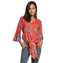 Load image into Gallery viewer, Digital Printed Floral Large Size Strap Fashion Chiffon Top