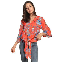 Load image into Gallery viewer, Digital Printed Floral Large Size Strap Fashion Chiffon Top