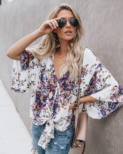 Load image into Gallery viewer, Digital Printed Floral Large Size Strap Fashion Chiffon Top