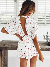 Load image into Gallery viewer, Print Deep V Neck Short Sleeve Summer Beach Rompers